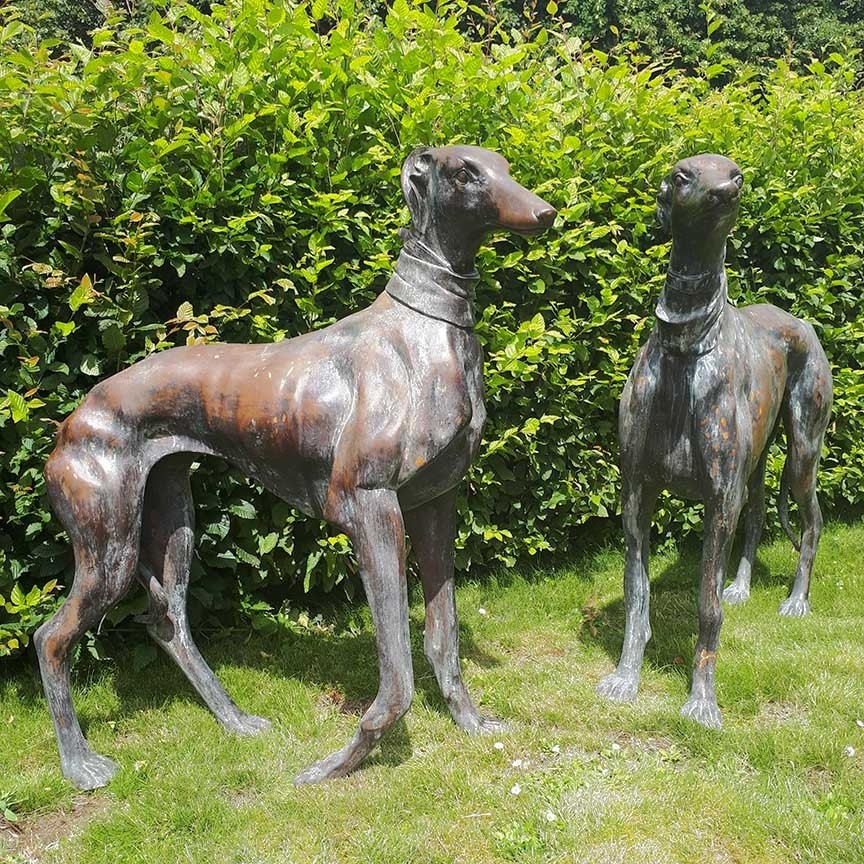 Set große Windhunde aus Bronze - Piet Jonker